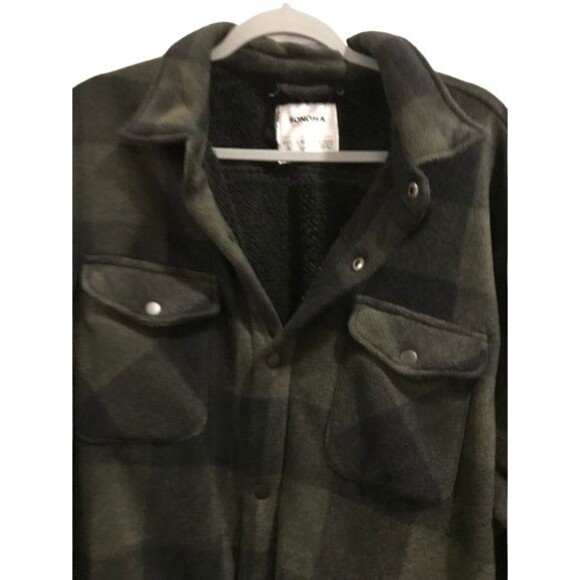 Men's XXL Arctic Fleece Jacket Green Buffalo Check Sonoma Snap Front Sherpa Line - Picture 3 of 3
